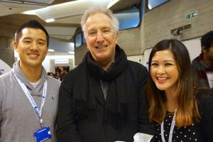 Alan Rickman with Saving Faces staff at the launch of NFORC in November 2014